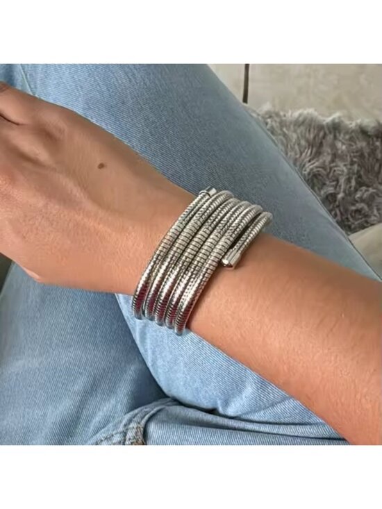 Anthropologie Jewelry - Minimalist Silver Spiral Cuff Bracelet